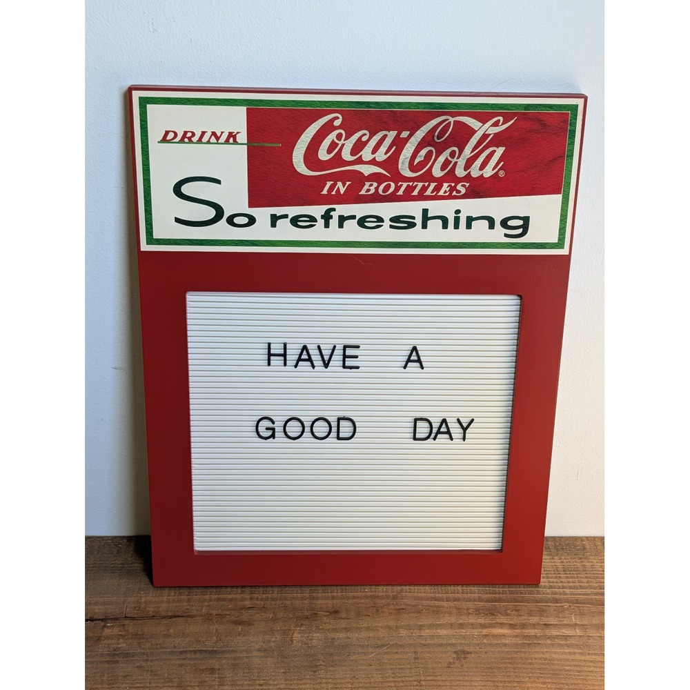 Coca-Cola Red Wood Frame Letter Board Sign So Refreshing Wall Decor 19.5x15.5